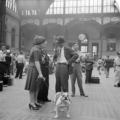 Passengers waiting for their train at Penn Station in New York City, 1942