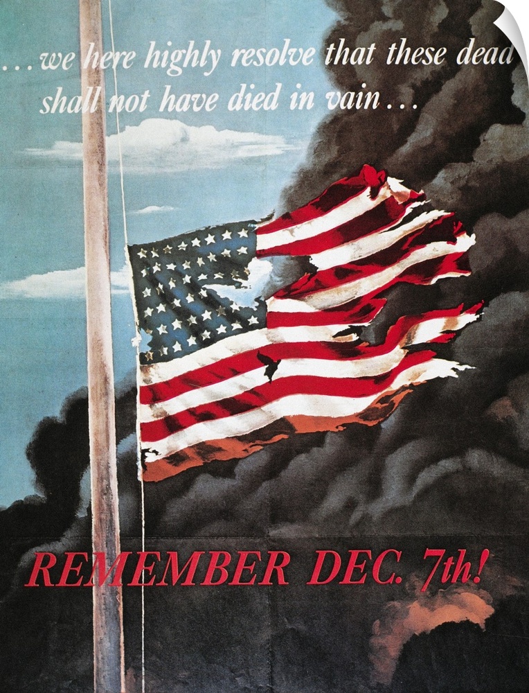 'Remember December 7th.' American World War II poster of the Japanese attack on Pearl Harbor, 1941.