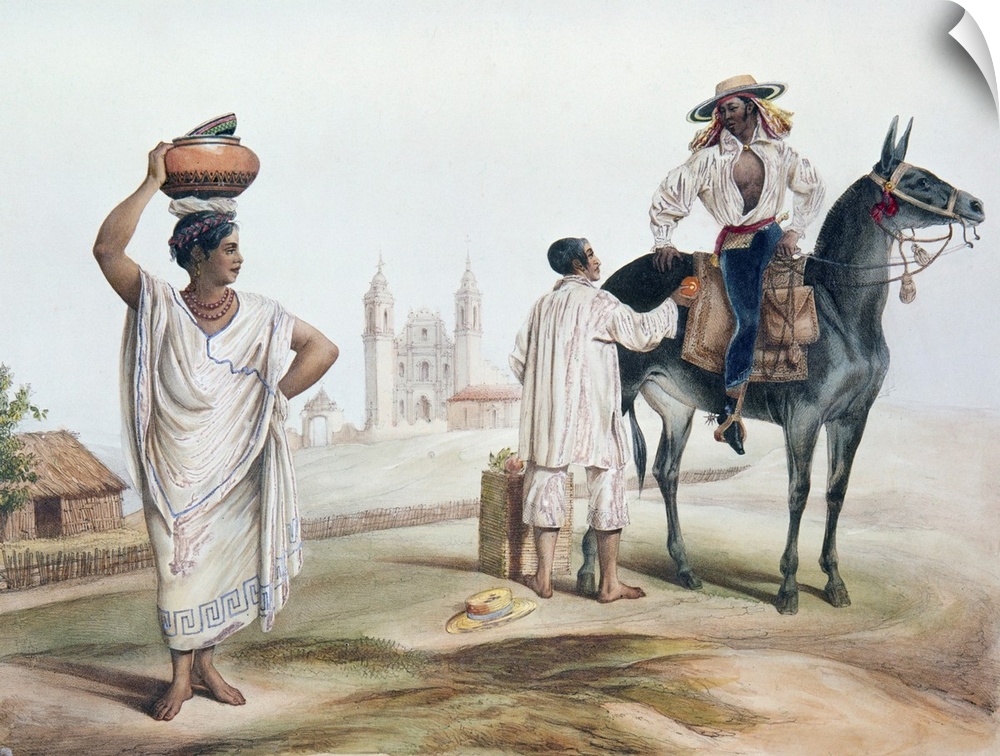 Nebel, Mexican Peddlers. 'People Of the Tierra Caliente Between Papantla And Misantla' In Veracruz, Mexico. Hand-Colored L...