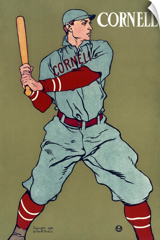 Poster for the Cornell University baseball team. Chromolithograph by Edward Penfield, c1908.