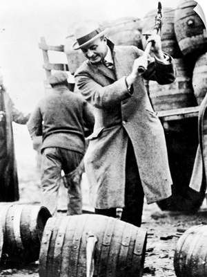 Prohibition, 1924, public safety director Butler destryoing contraband kegs