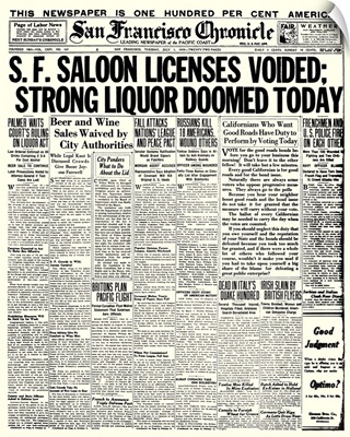 Prohibition Headline, 1919