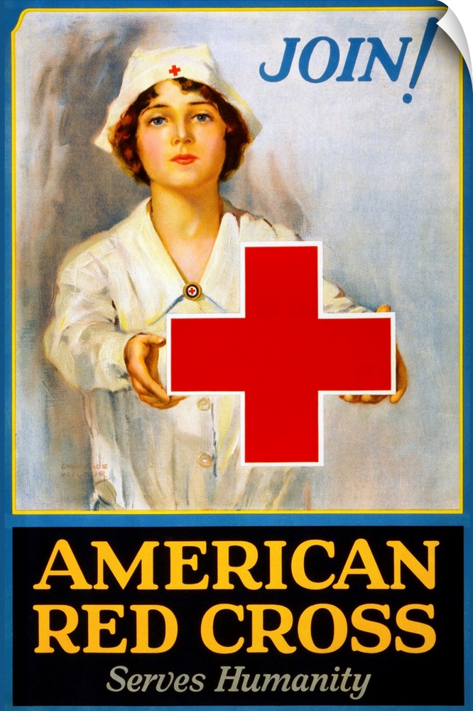 Membership recruiting poster for the American Red Cross during World War I. Print by Wilbur Lawrence, c1917.