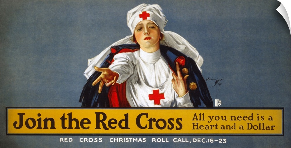 American Red Cross recruiting and fundraising poster during World War I. Lithograph by Harrison Fisher, 1917.
