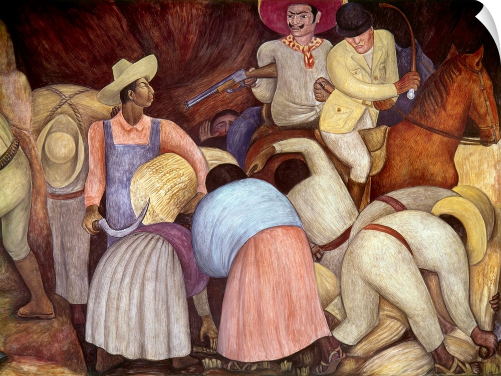 A farmer stands up to his oppressor. Detail from a mural about the Mexican Revolution, by Diego Rivera at the National Agr...