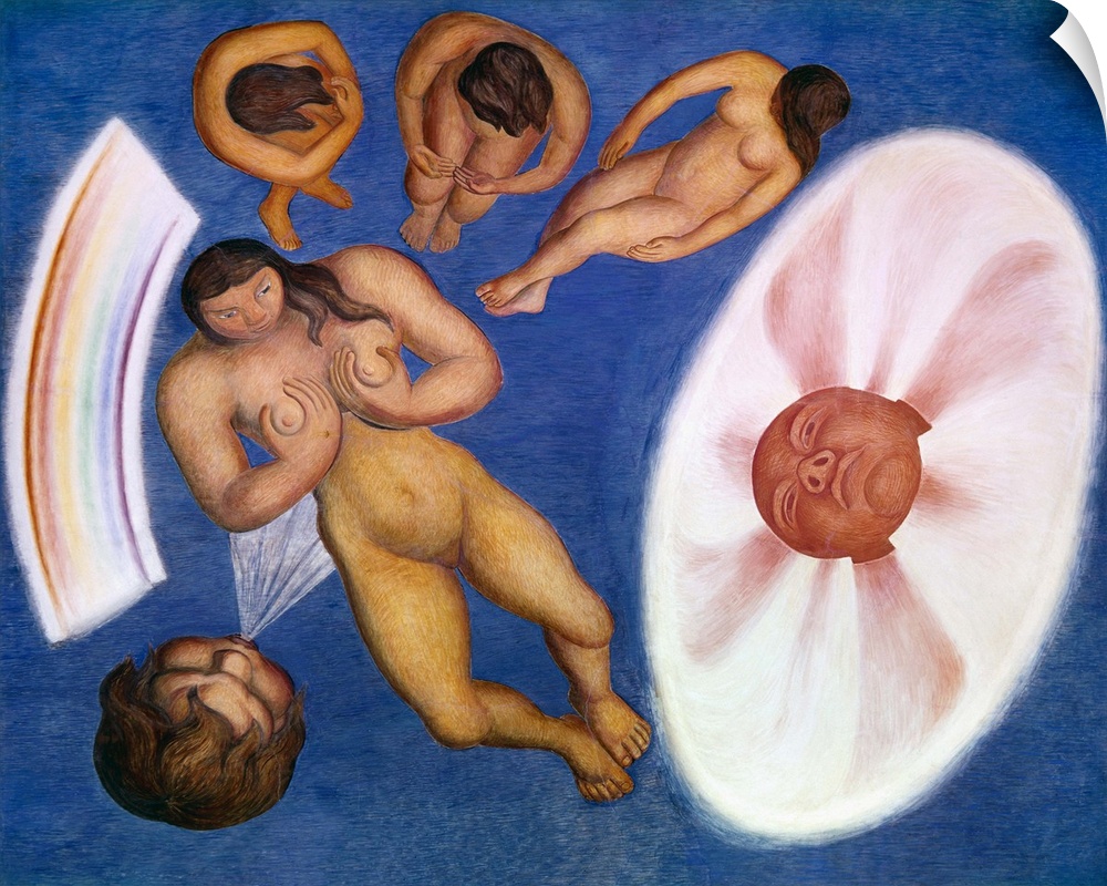 Decorative nudes. Detail of a ceiling fresco by Diego Rivera at Chapingo, Mexico.