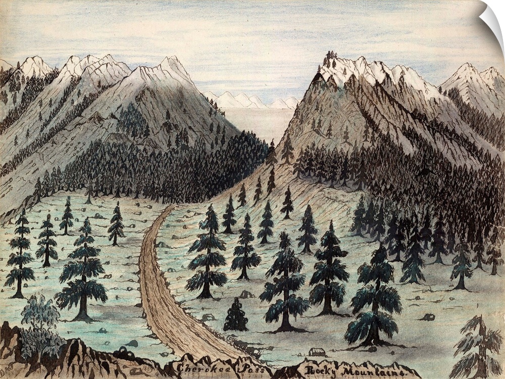Rocky Mountains, 1859. A View Of the Cherokee Pass through the Rocky Mountains In Colorado, Leading Towards the Oregon And...