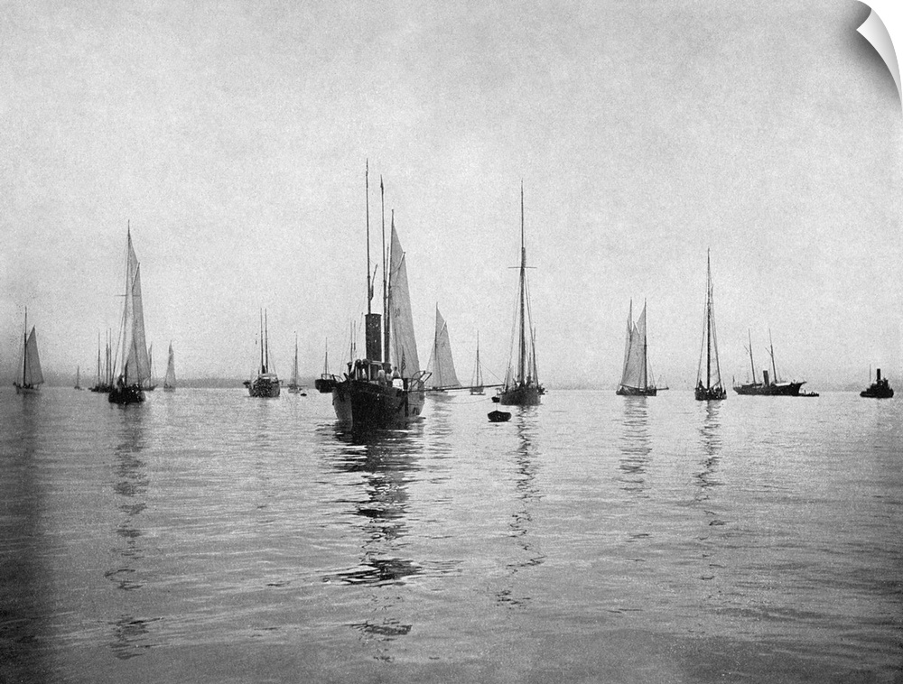 Sailboats in New York Bay. Photograph, c1890.