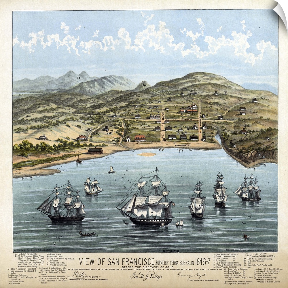 San Francisco, C1847. View Of San Francisco, Formerly Yerba Buena, In 1846-7, Before the Discovery Of Gold. Lithograph, C1...