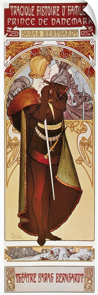on a poster by Alphonse Mucha, c1900.