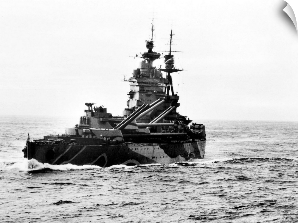 HMS 'Rodney,' launched in 1925 and scrapped in 1948. Photographed in 1944.