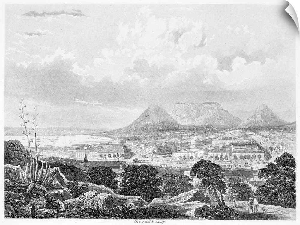 South Africa, Cape Town. Steel Engraving, 19th Century.