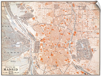 Spain, Madrid Map, c1920