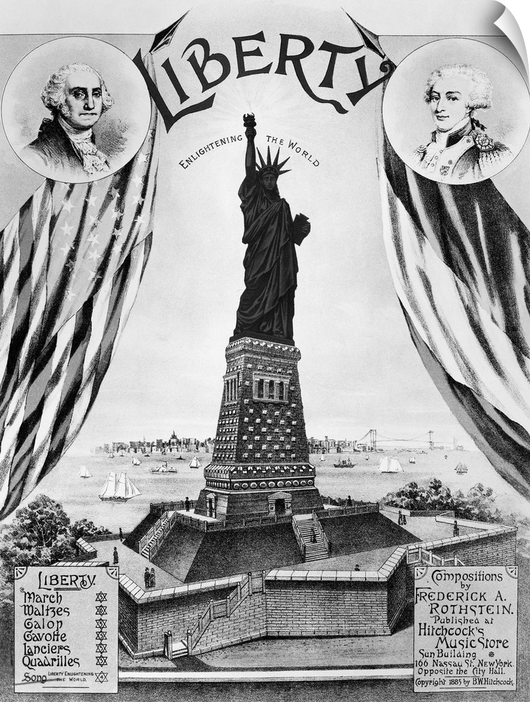'Liberty Enlightening the World.' American sheet music cover, 1885, for compositions by Frederick A. Rothstein. Portraits ...