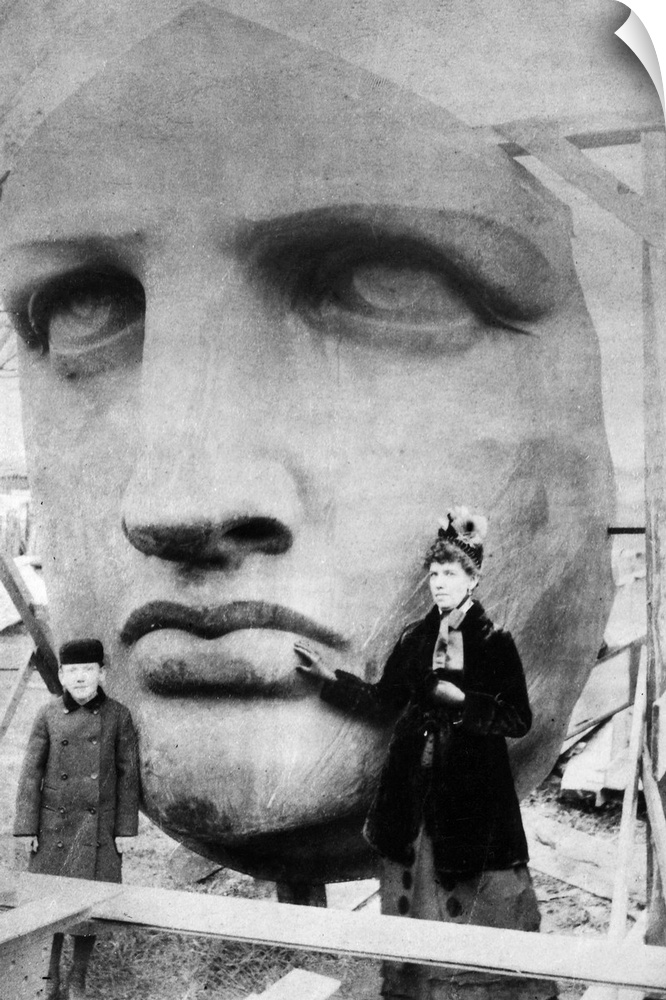 Face of the Statue of Liberty before asemblage at Bedloe's Island in New York Harbor, 1885.