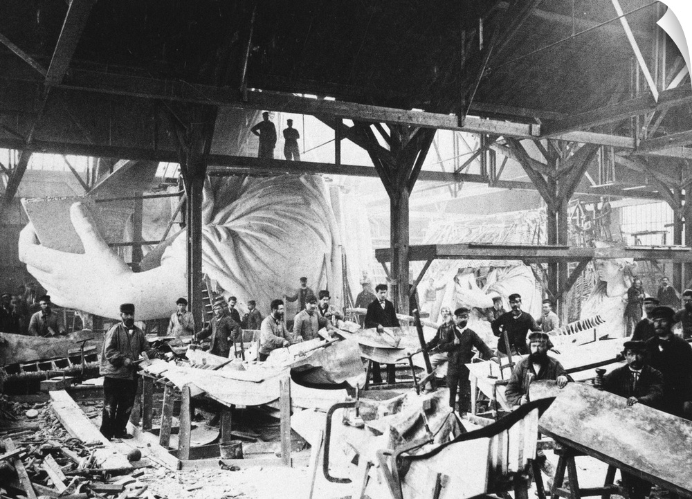 The Statue of Liberty under construction in the Monduit and Bechet workshop, Paris, France, c1883.