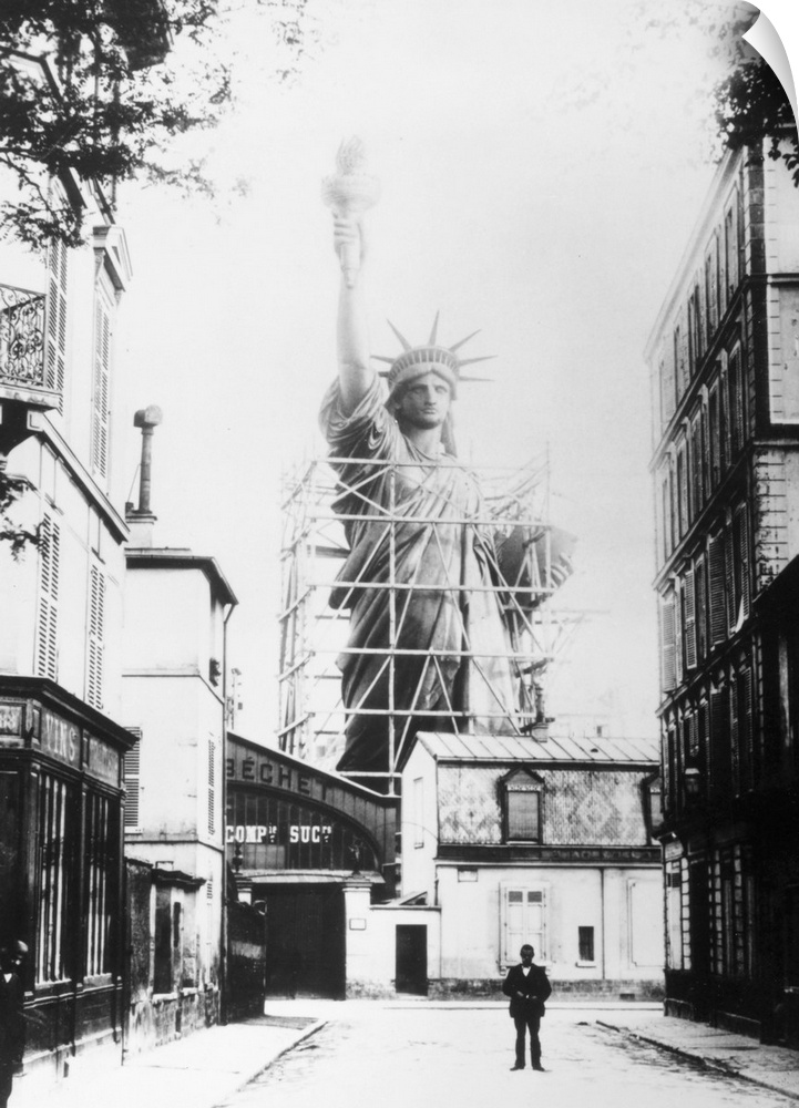 The Statue of Liberty under construction at the Monduit and Bechet workshop in Paris, France, c1884.