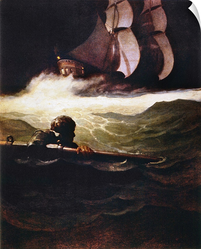 'The Wreck of the Covenant': illustration, 1913, by N.C. Wyeth for Robert Louis Stevenson's 'Kidnapped'.