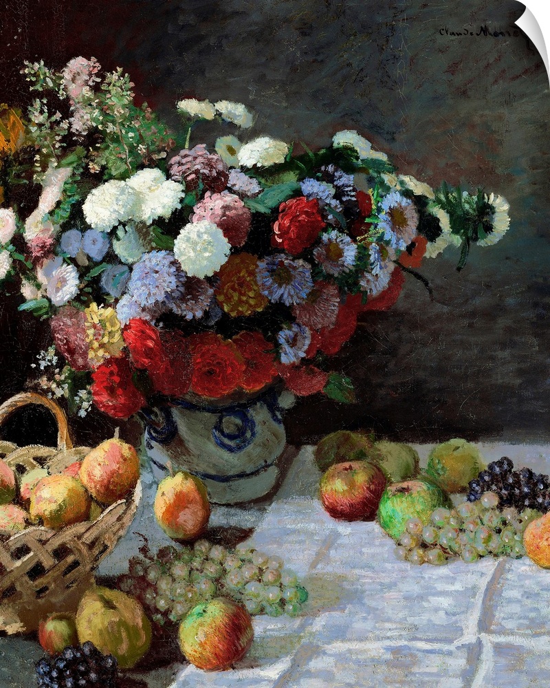 Monet, Still Life, 1869. 'Still Life With Flowers And Fruit.' Oil Painting, Claude Monet, 1869.