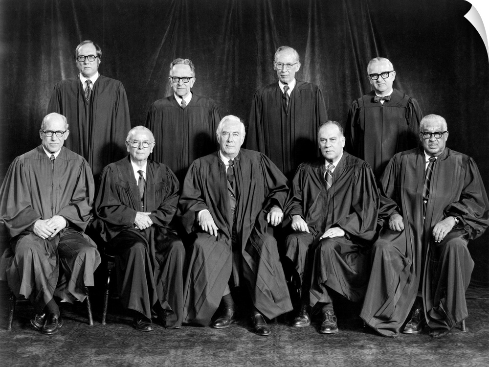 SUPREME COURT, 1976. Portrait of Justices William J. Brennan, Jr., Bryon R. White, Harry A. Blackmun, William H. Rehnquist...