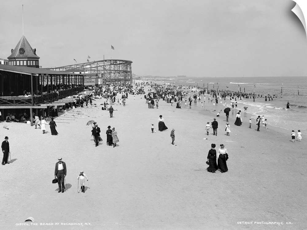 The beach at Rockaway, New York. Photograph, c1904.