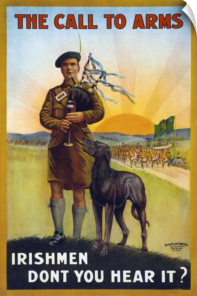 'The call to arms. Irishmen don't you hear it?' Irish recruitment lithograph, 1915.