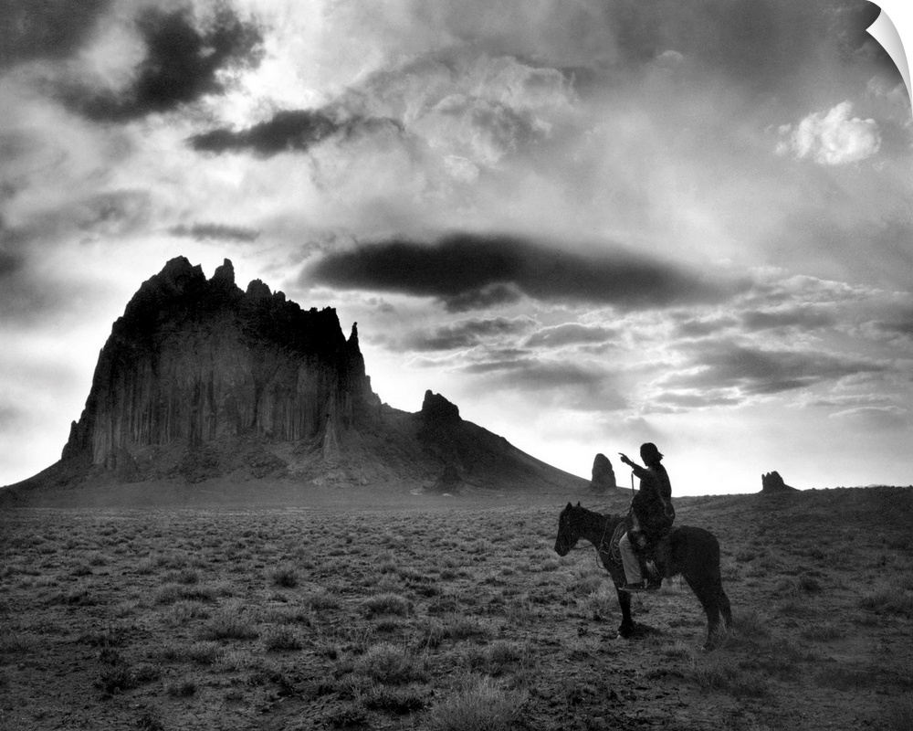 Navajo Man, C1915. 'The Dawn Of the Day.' A Navajo Man On Horseback, Gesturing Toward A Butte In the Southwestern United S...