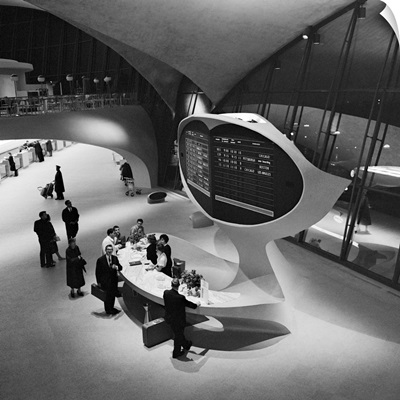 The help desk in the Trans World Airlines Terminal at Idlewild Airport in New York, 1958