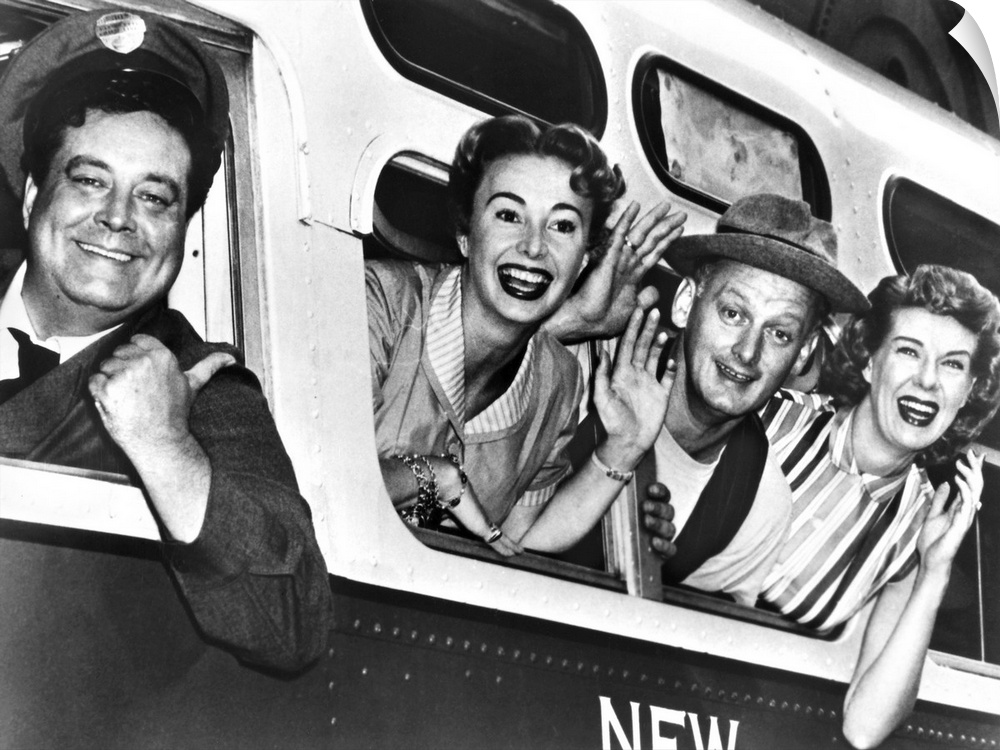 Left to right: Cast members Jackie Gleason, Audrey Meadows, Art Carney, and Joyce Randolph in a publicity photograph for t...