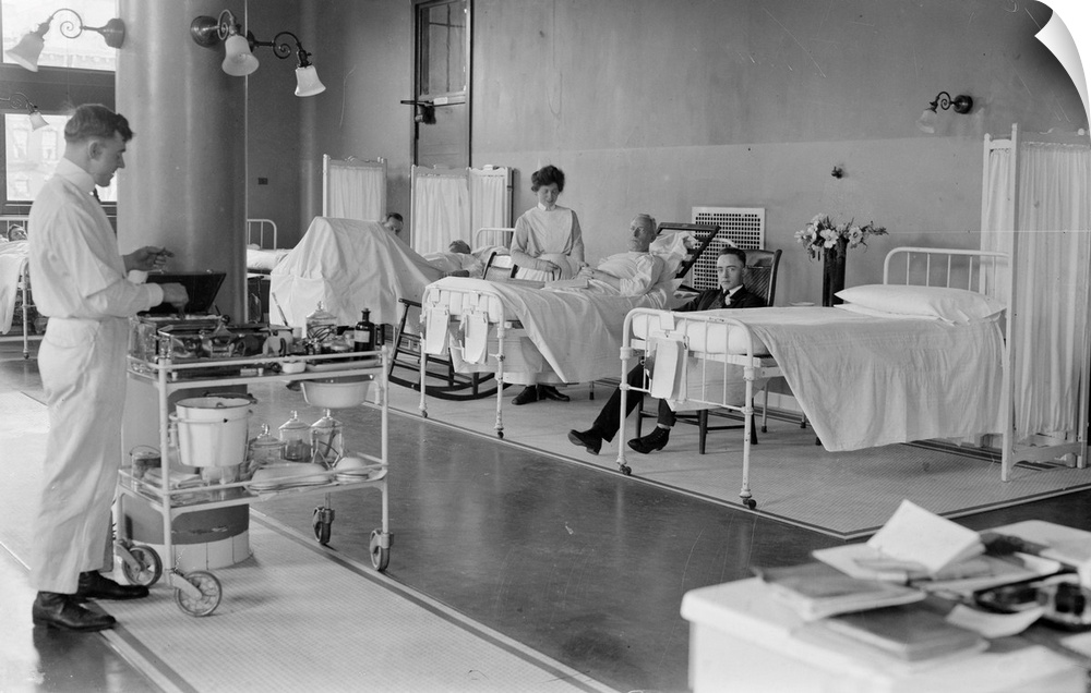 The men's ward at St. Luke's Hospital in New York City. Photograph, c1910