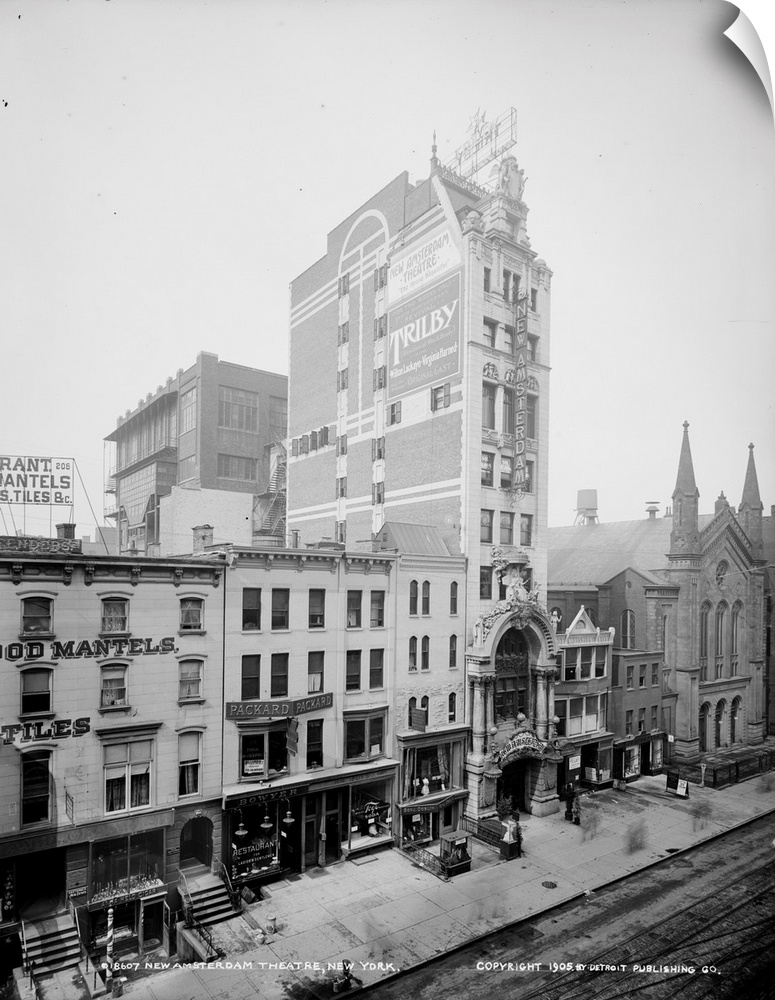 The New Amsterdam Theatre on 42nd Street in New York City, built in 1903. Photograph, c1905.