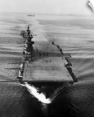 The USS Lexington aircraft carrier in the Pacific Ocean, 1943