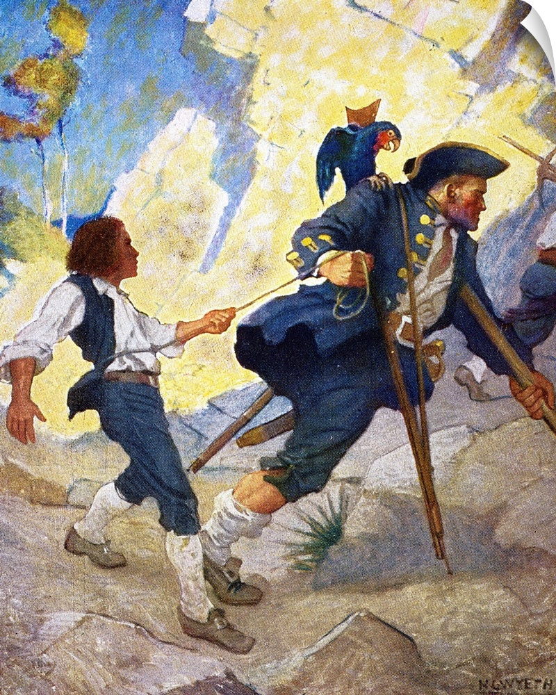 The Hostage. Illustration, 1911, by N.C. Wyeth for Robert Louis Stevenson's 'Treasure Island.'