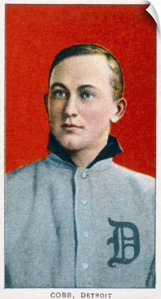 Tyrus Raymond Cobb. American baseball player. On an American baseball card as a member of the Detroit Tigers, c1910.