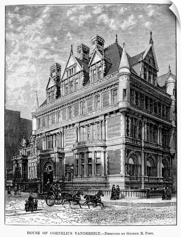 The mansion of Cornelius Vanderbilt II, designed by George B. Post, at Fifth Avenue between 57th and 58th Streets, New Yor...
