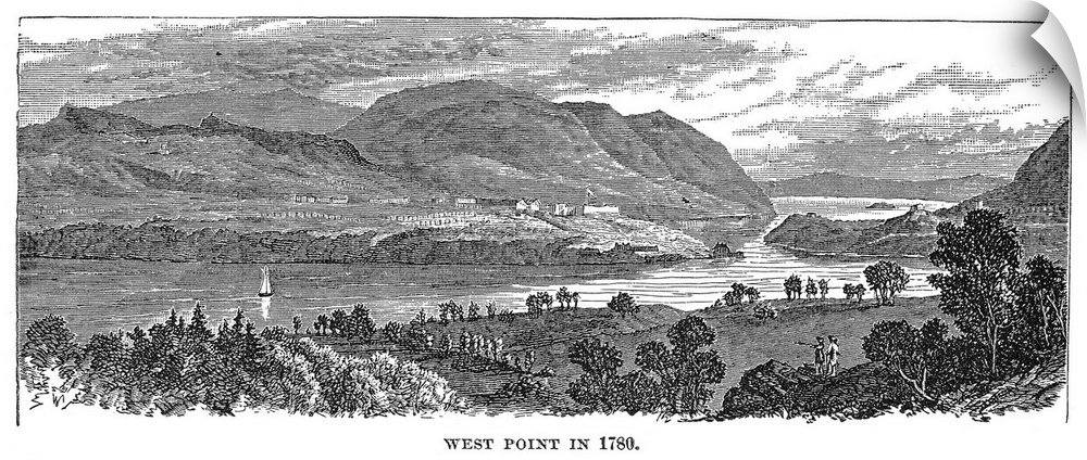 View Of West Point, 1780. On the Western Shore Of the Hudson River As It Appeared In 1780. Wood Engraving, 19th Century.