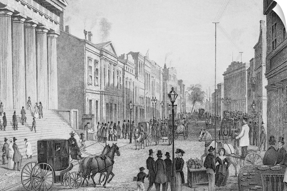 Seen from the corner of Broad Street. Steel engraving, mid-19th century.
