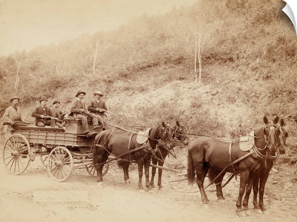 Wells Fargo and Company. A Wells Fargo and Company Express Deadwood Treasure Wagon And Guards, Carrying $250,000 In Gold F...