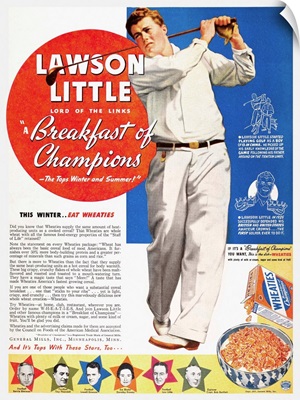 Wheaties, 'The Breakfast of Champions,' featuring the golfer Lawson Little.