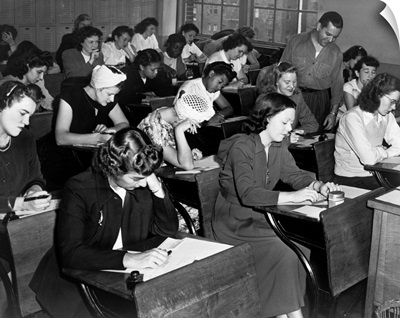 Women taking the qualifying exam for the New York City Police Department, 1947