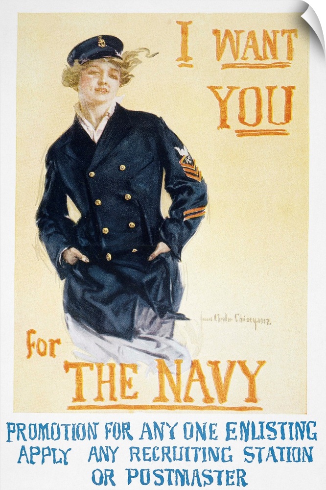 'I Want You for the Navy.' American World War I poster, 1917, by Howard Chandler Christy.