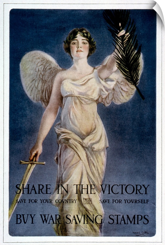 'Share in victory. Buy War Saving Stamps.' American World War I War Savings Stamp poster.
