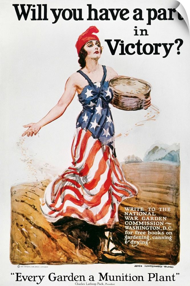 'Will you have a part in Victory?' American World War I 'Victory Garden' poster by James Montgomery Flagg, 1918.