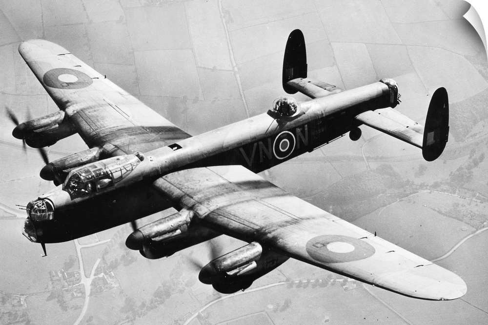 An Avro Lancaster bomber aircraft of the British Royal Air Force, 1942.