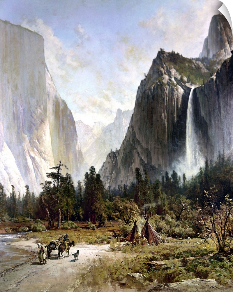 Yosemite Valley, C1860. A Native American Hunter Returning To His Tepee At Yosemite Valley. Oil On Canvas By Thomas Hill, ...