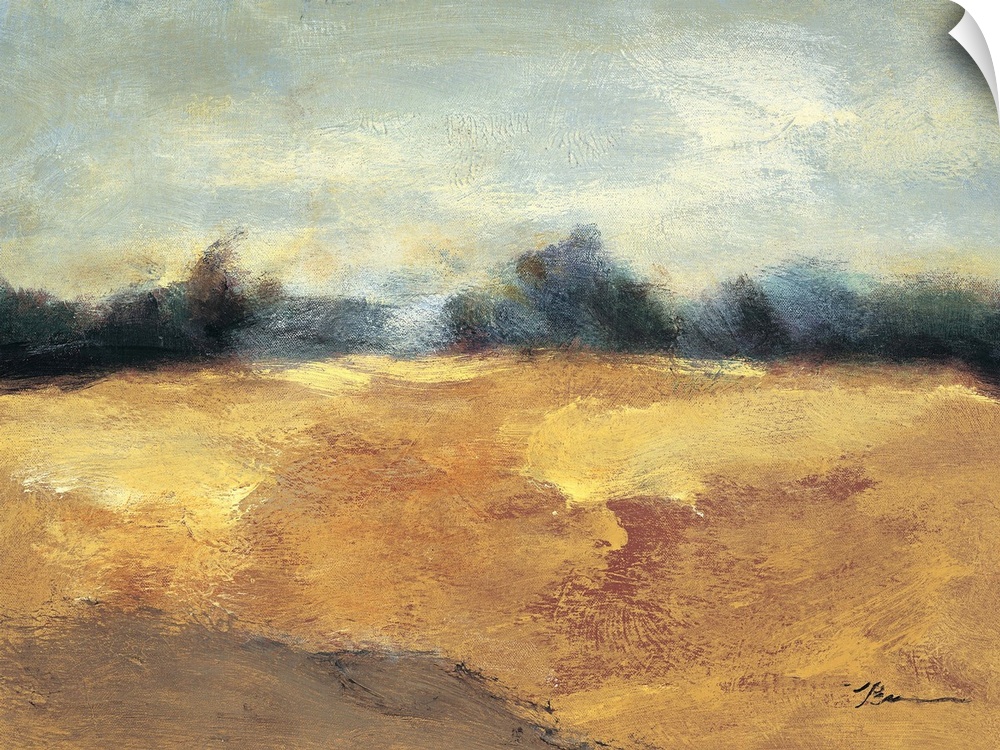 Contemporary abstract painting resembling a rural landscape.