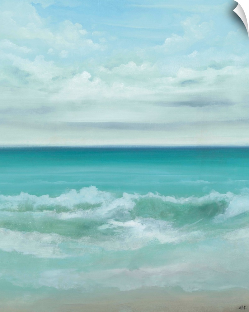 A painting of a crystal blue seascape.