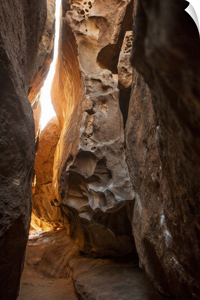 A photograph of looking through a tight canyon.
