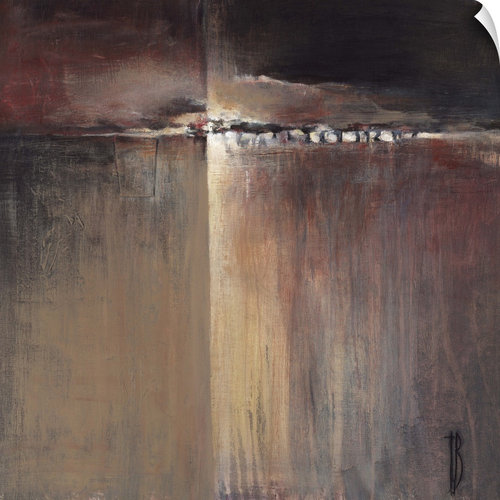 Contemporary abstract painting resembling a sheer cliff drop into a desert landscape.