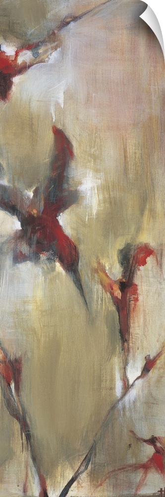 Contemporary abstract painting resembling flowers.